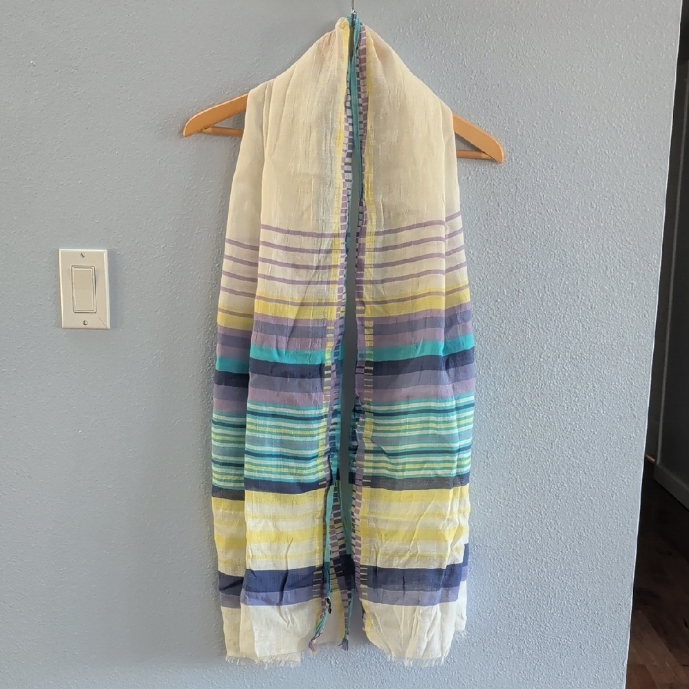 Talbots Multicolor Striped Cotton Shawl Scarf